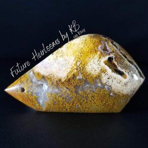 Large Petrified Wood Opal with Druzy * drilled cab * 58.03 x 32.93 x 8.11mm